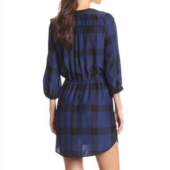 NWT Parker Black & Blue Silk Plaid Mallory Dress - Picture 14 of 15